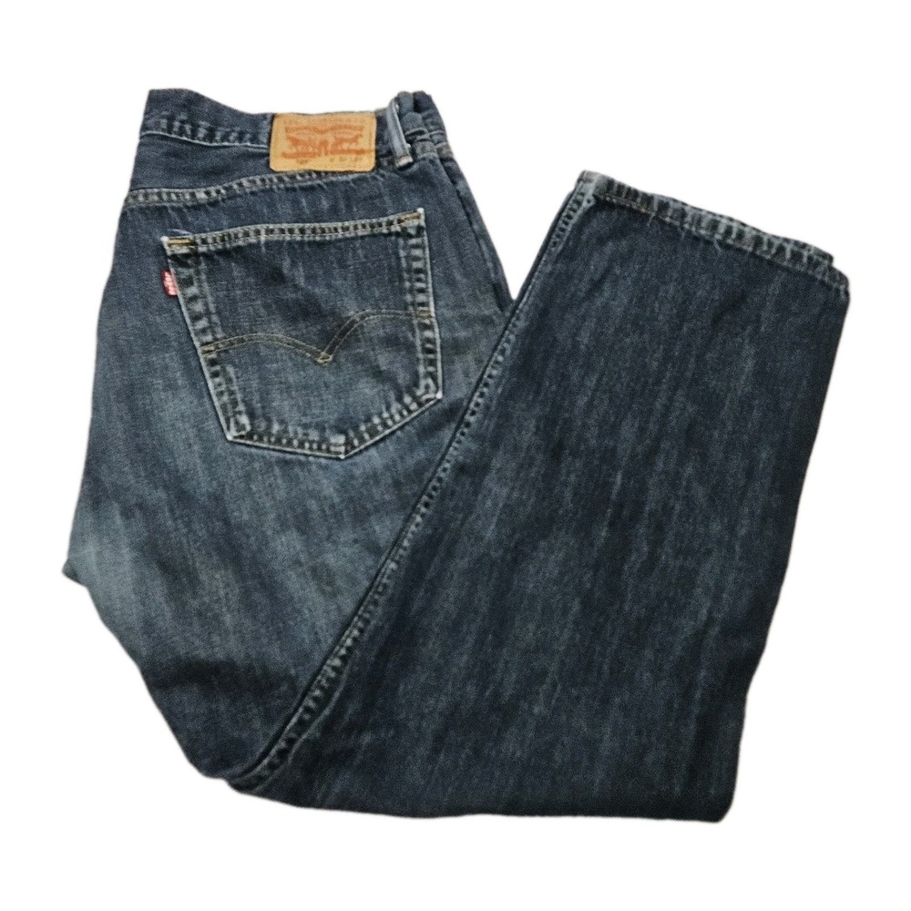 Levi's Men's 505 Regular Straight‎ Fit Jeans Size 36x30 Dark Blue Wash